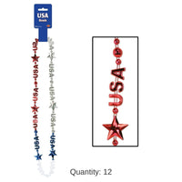 12 Pack Bulk USA Party Bead Necklaces