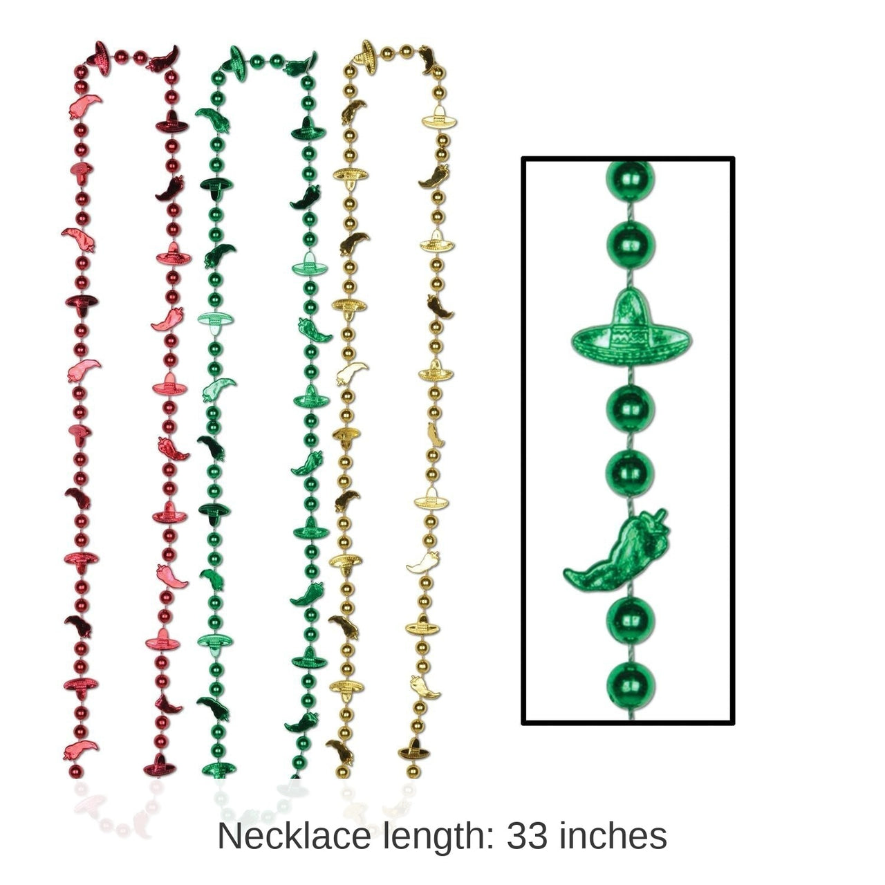 72 Pack Bulk Fiesta Bead Necklaces - Asst colors