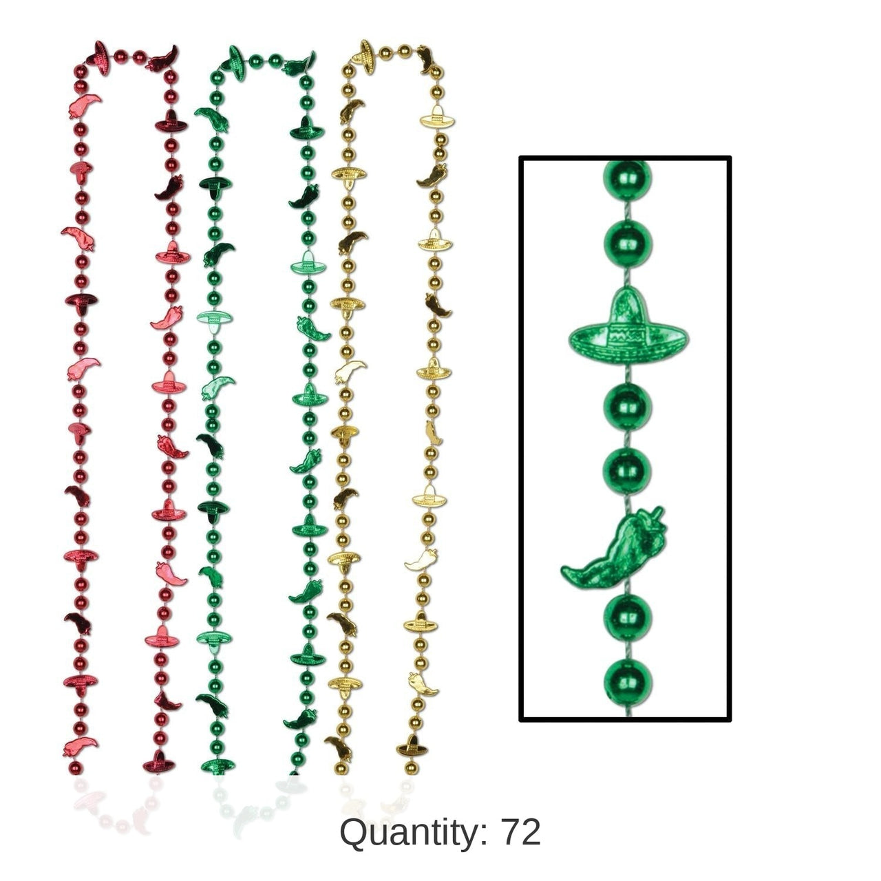 72 Pack Bulk Fiesta Bead Necklaces - Asst colors