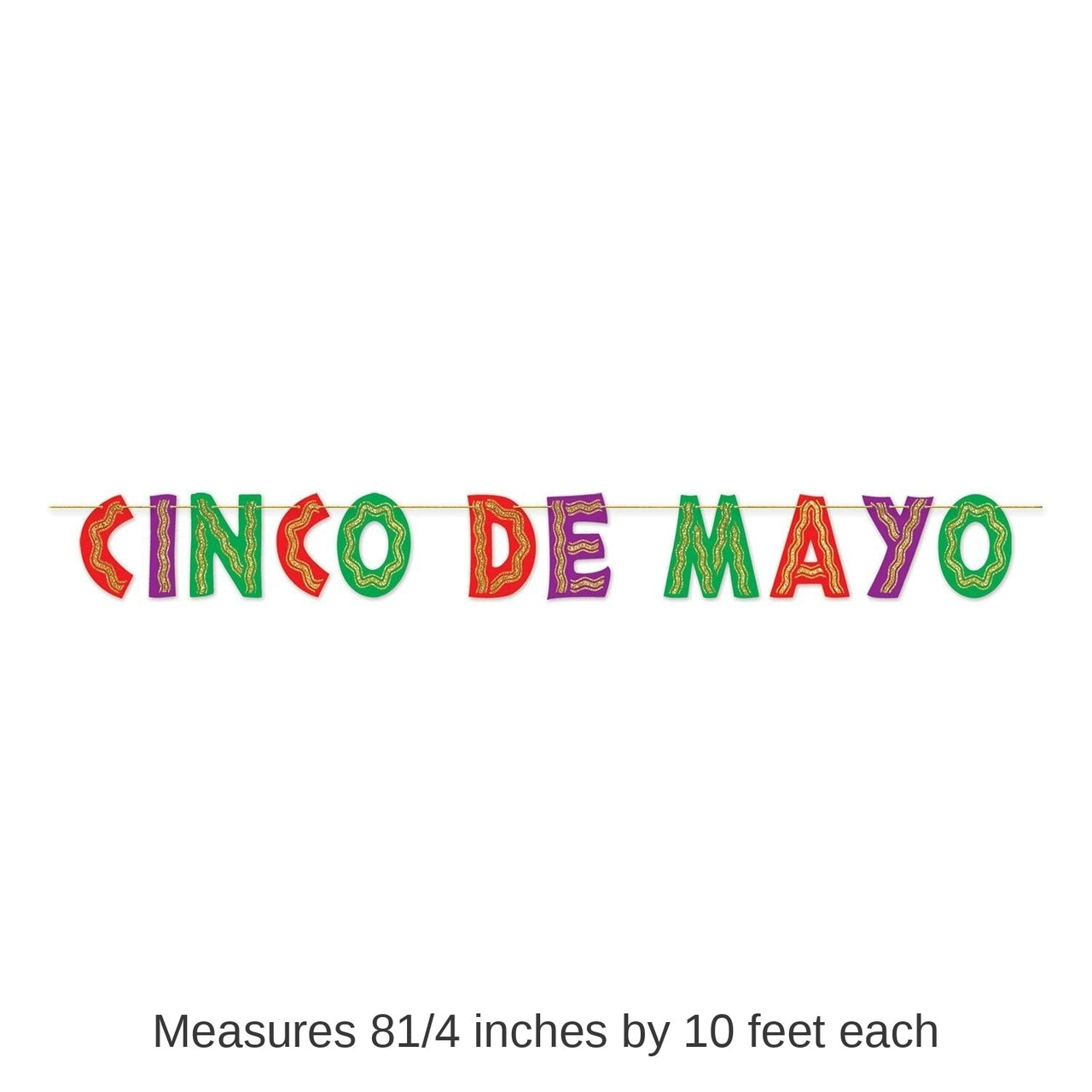 12 Pack Bulk Fiesta Glittered Cinco De Mayo Streamer
