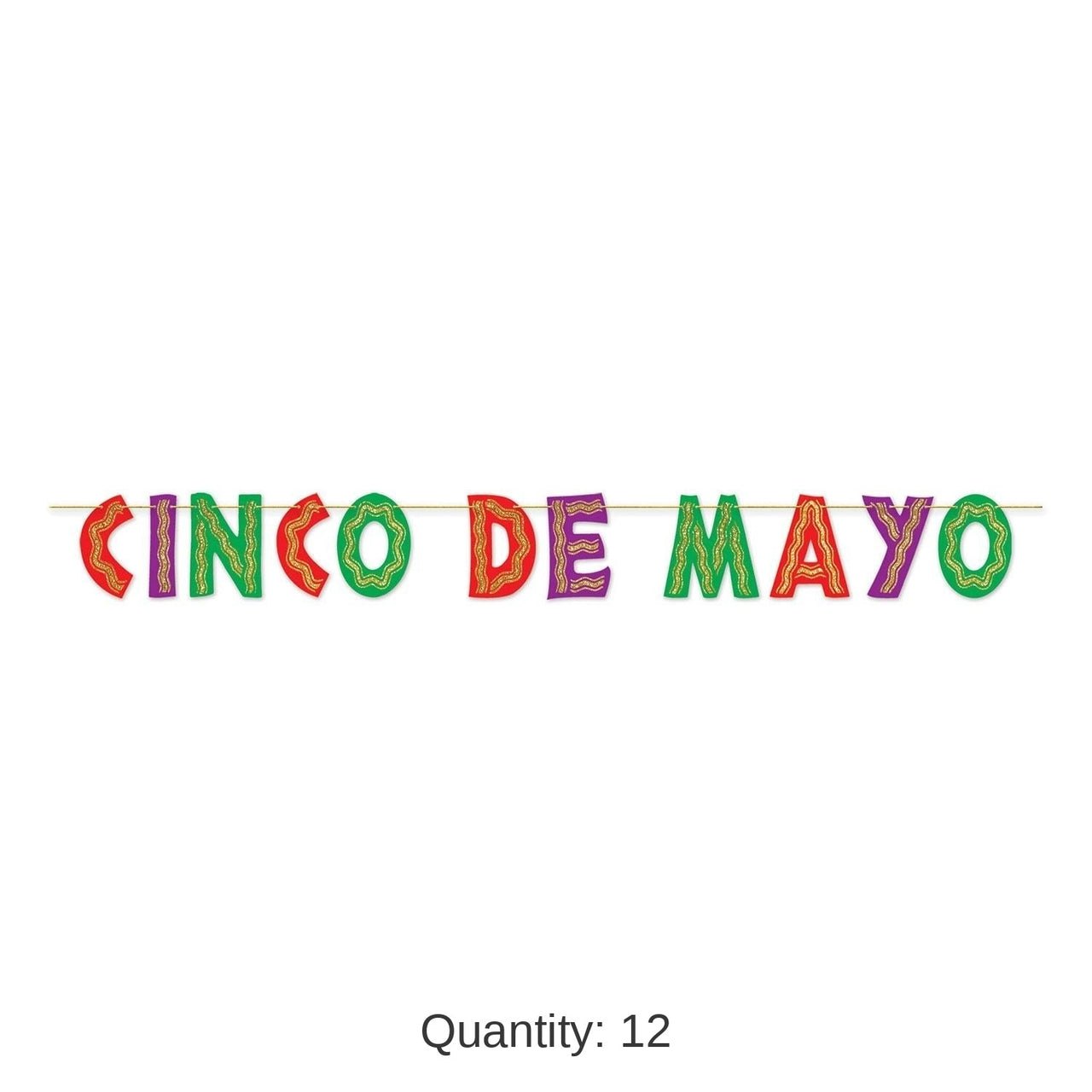 12 Pack Bulk Fiesta Glittered Cinco De Mayo Streamer