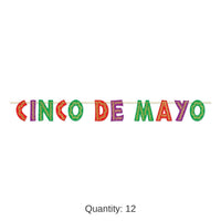 12 Pack Bulk Fiesta Glittered Cinco De Mayo Streamer