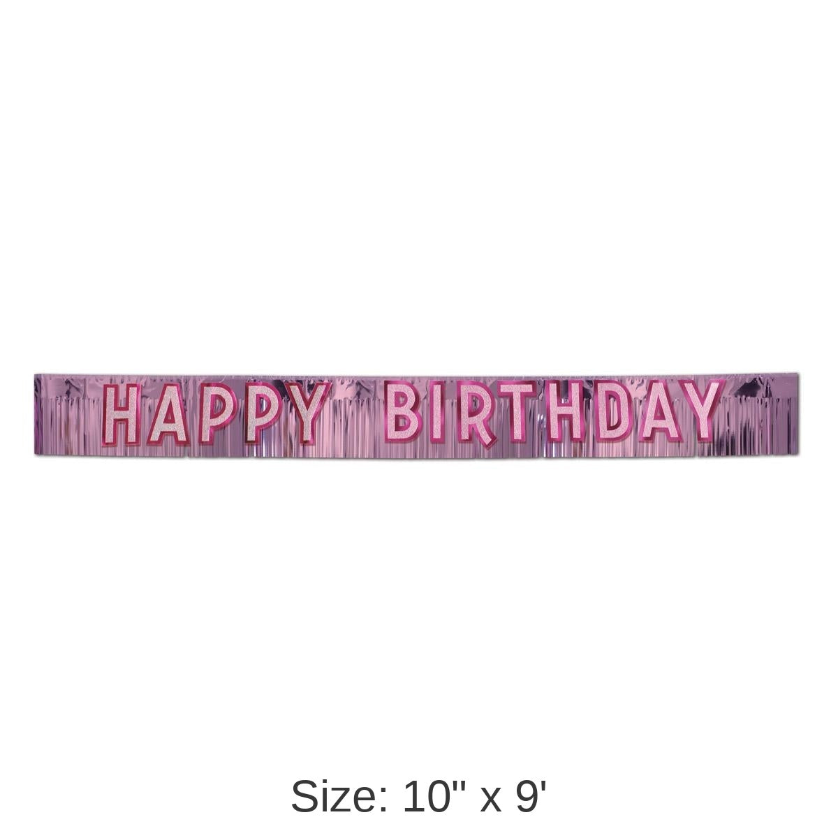 6 Pack Bulk Metallic Happy Birthday Party Banner - pink with silver