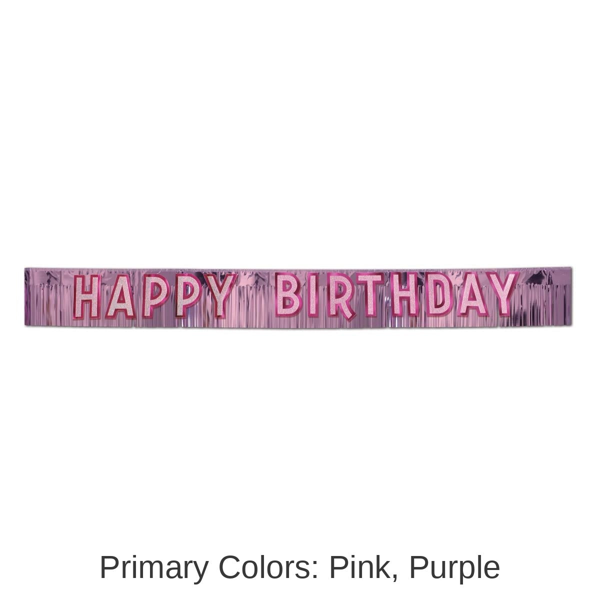 6 Pack Bulk Metallic Happy Birthday Party Banner - pink with silver