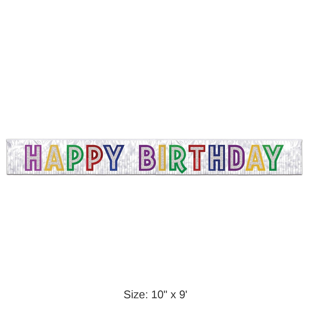 6 Pack Bulk Metallic Happy Birthday Party Banner - white with silver