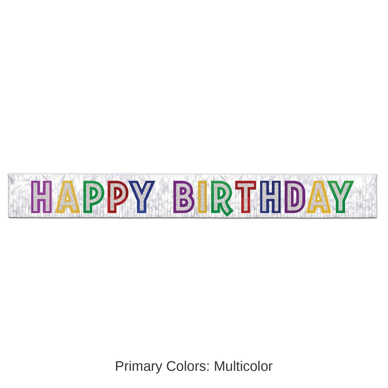 6 Pack Bulk Metallic Happy Birthday Party Banner - white with silver
