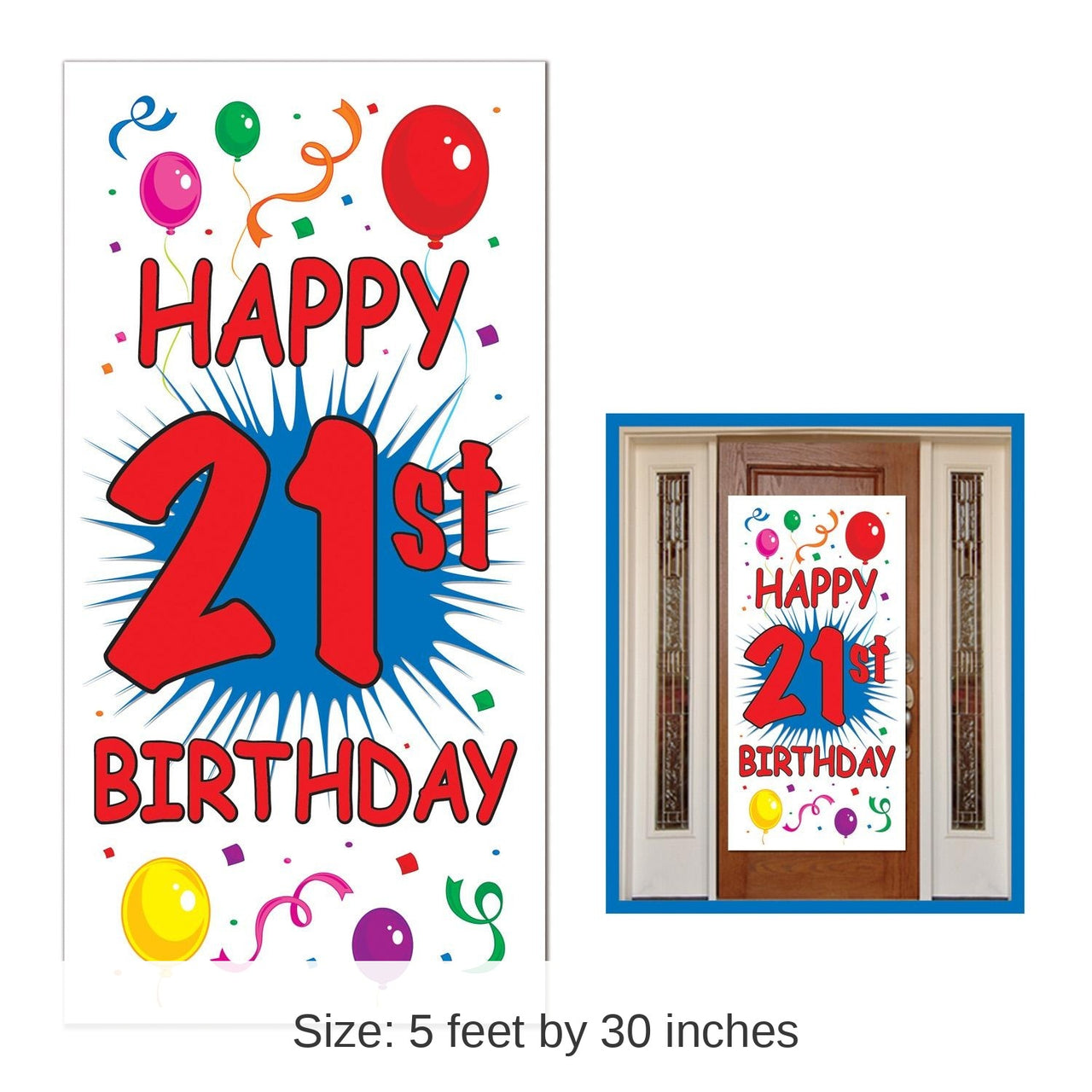 12 Pack Bulk 21st Birthday Party Door Cover- Multicolor