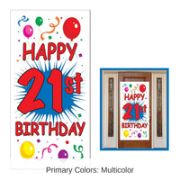 12 Pack Bulk 21st Birthday Party Door Cover- Multicolor