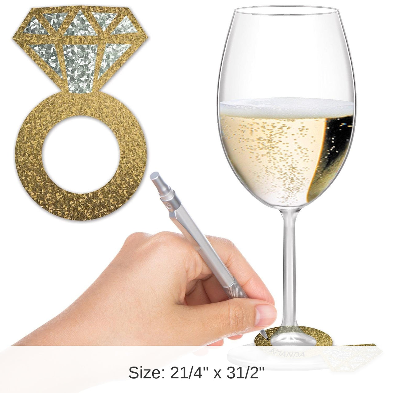 288 Pack Bulk Bachelorette Party Diamond Ring Wine Glass Markers
