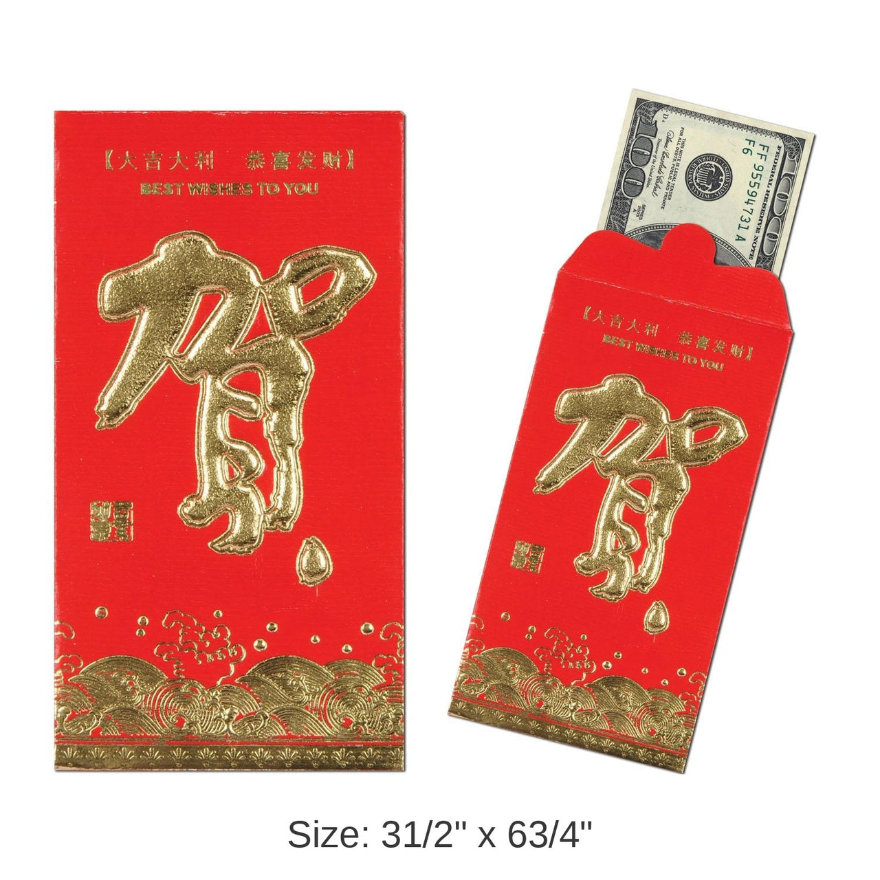 96 Pack Bulk Red Pocket Money Party Envelopes