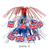 12 Pack Bulk British Flag Mini Cascade Party Centerpiece