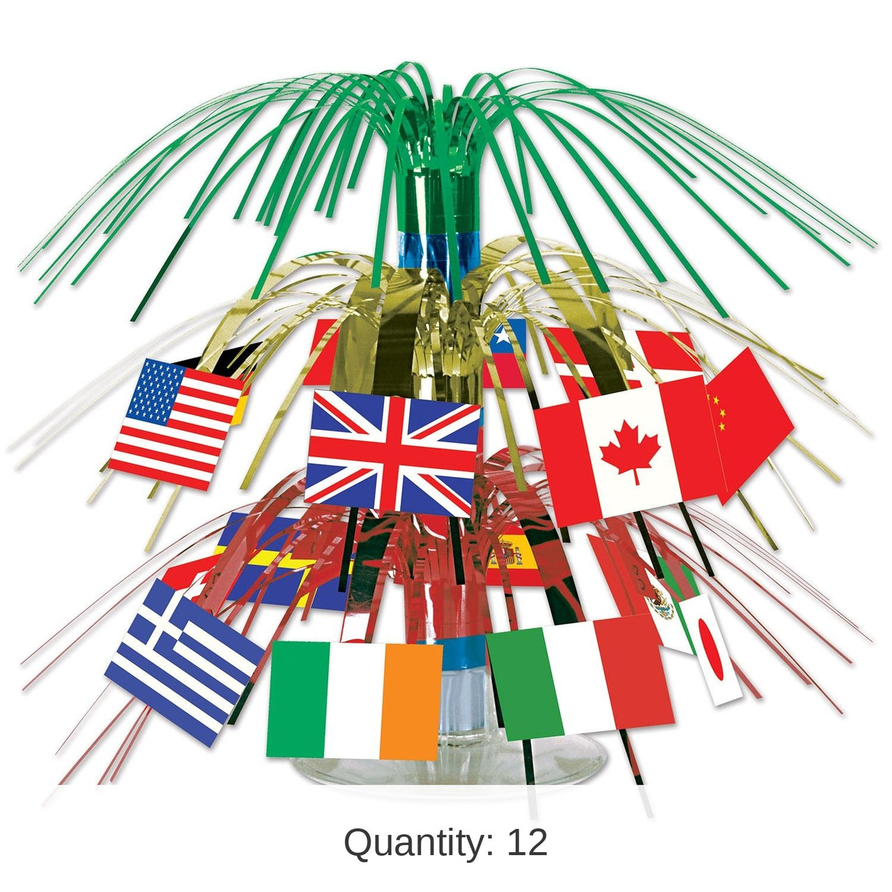 12 Pack Bulk Int'l Flag Mini Cascade Party Centerpiece
