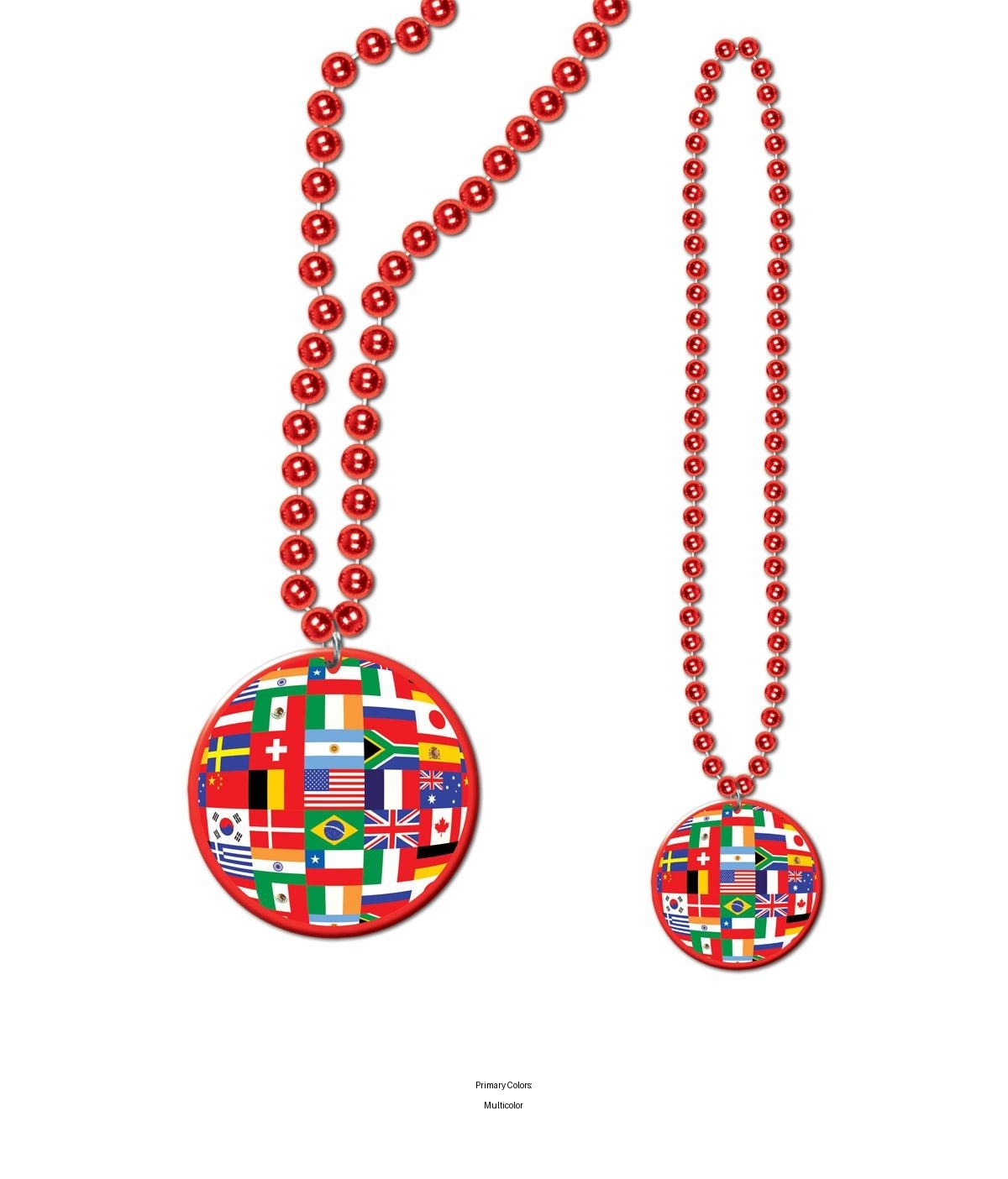 12 Pack Bulk Party Bead Necklaces with International Flag Medallion