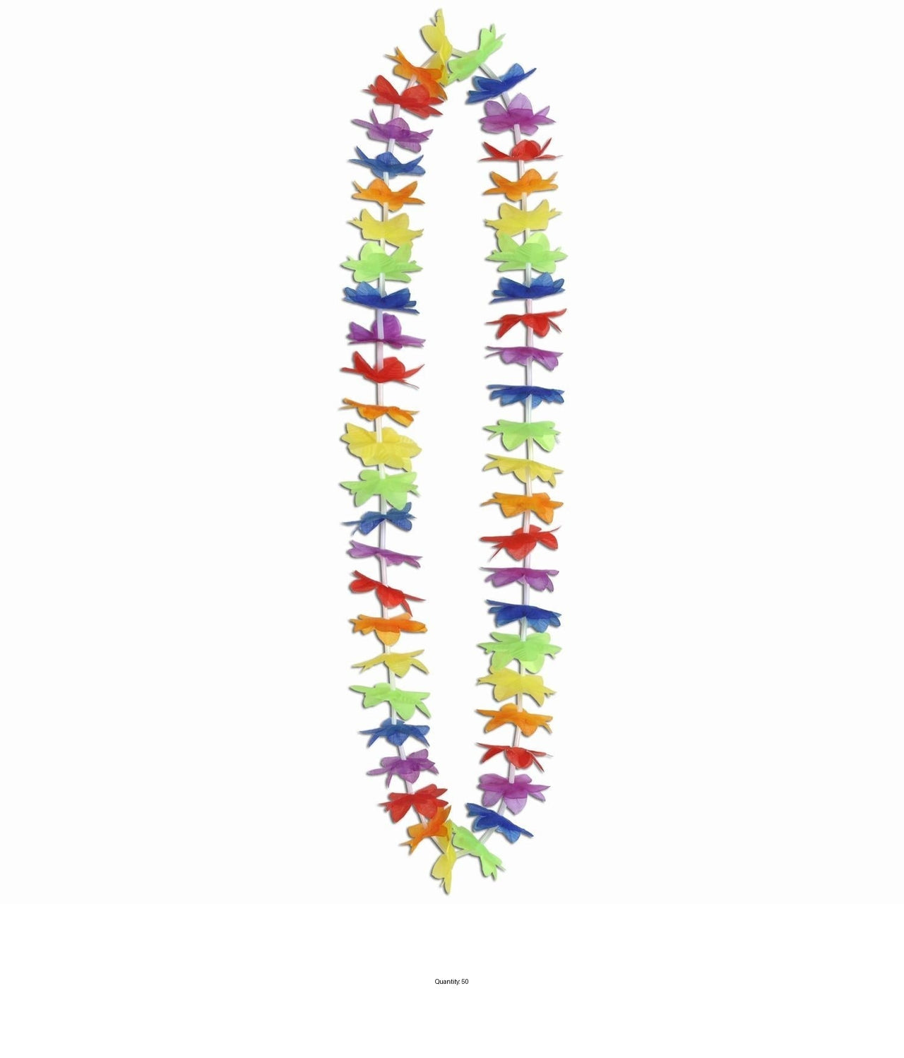 50 Pack Bulk Luau Party Silk 'N Petals Rainbow Floral Lei