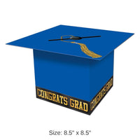 6 Pack Bulk Grad Cap Graduation Party Card Box - blue