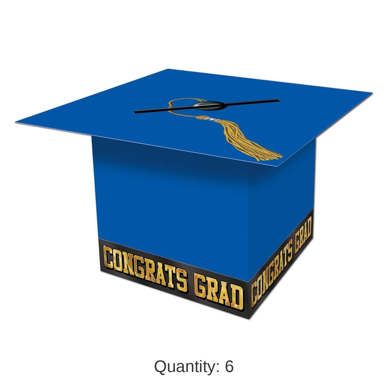 6 Pack Bulk Grad Cap Graduation Party Card Box - blue