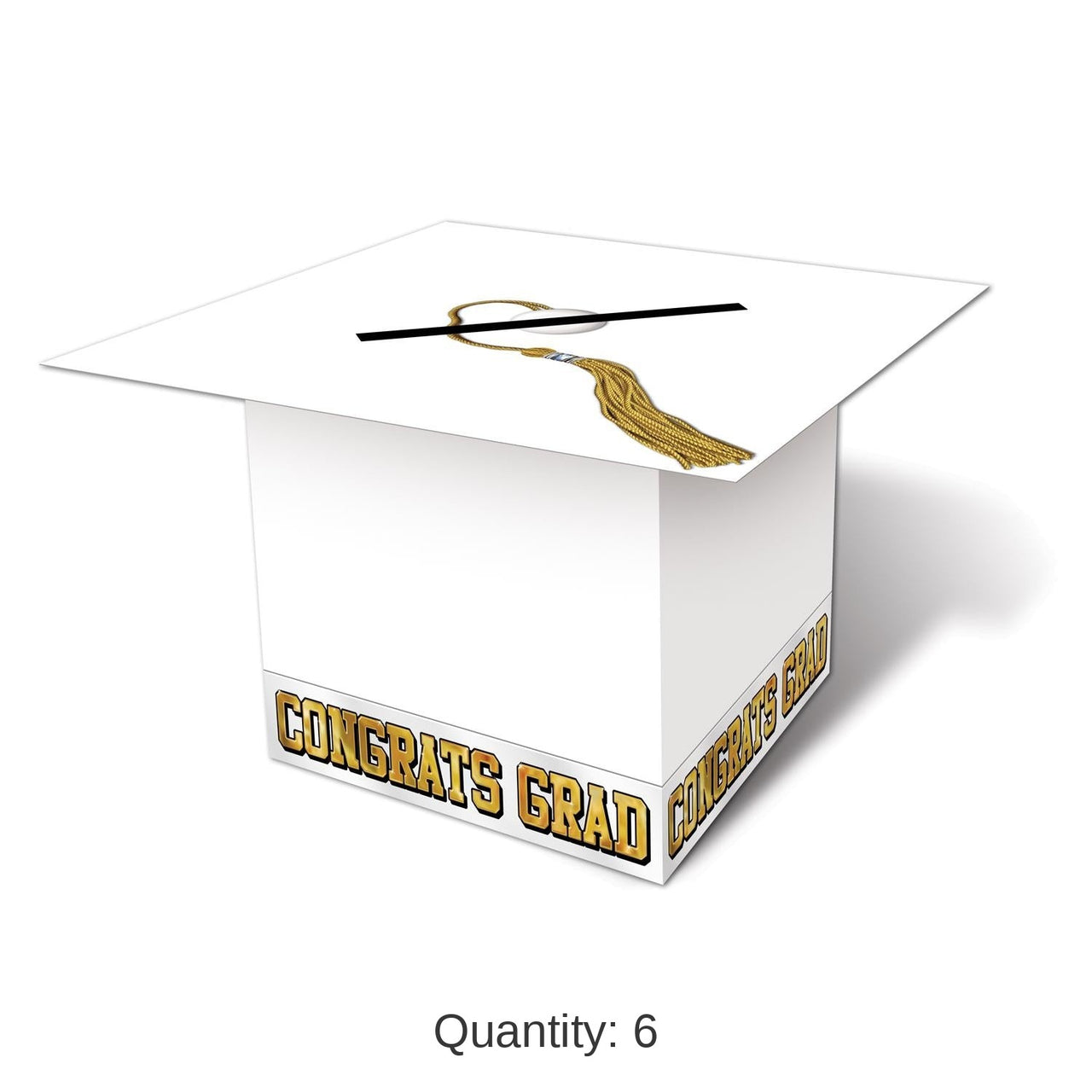 6 Pack Bulk Grad Cap Graduation Party Card Box - white