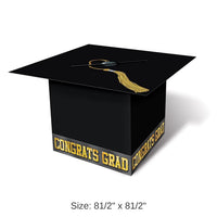 6 Pack Bulk Grad Cap Graduation Party Card Box - black