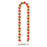12 Pack Bulk Luau Party Rose Fabric Lei