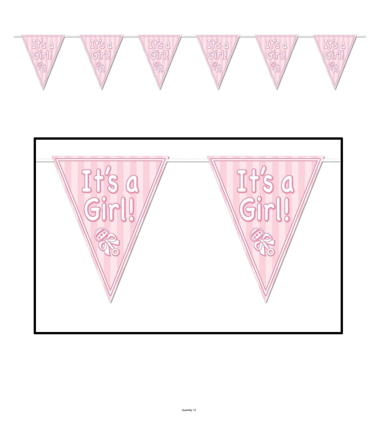 12 Pack Bulk It's A Girl! Pennant Banner
