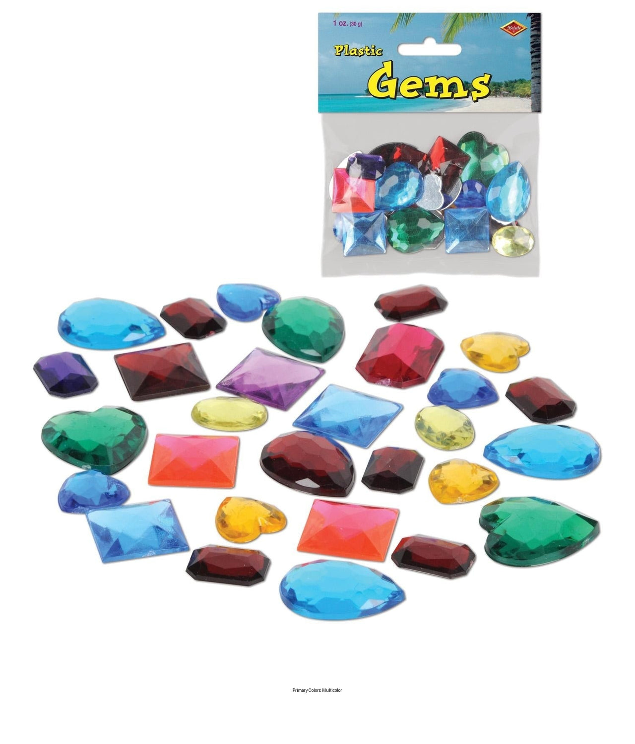 12 Pack Bulk Plastic Party Jewels (1 Oz per Pack)