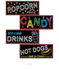 48 Pack Bulk Neon Food Sign Party Cutouts