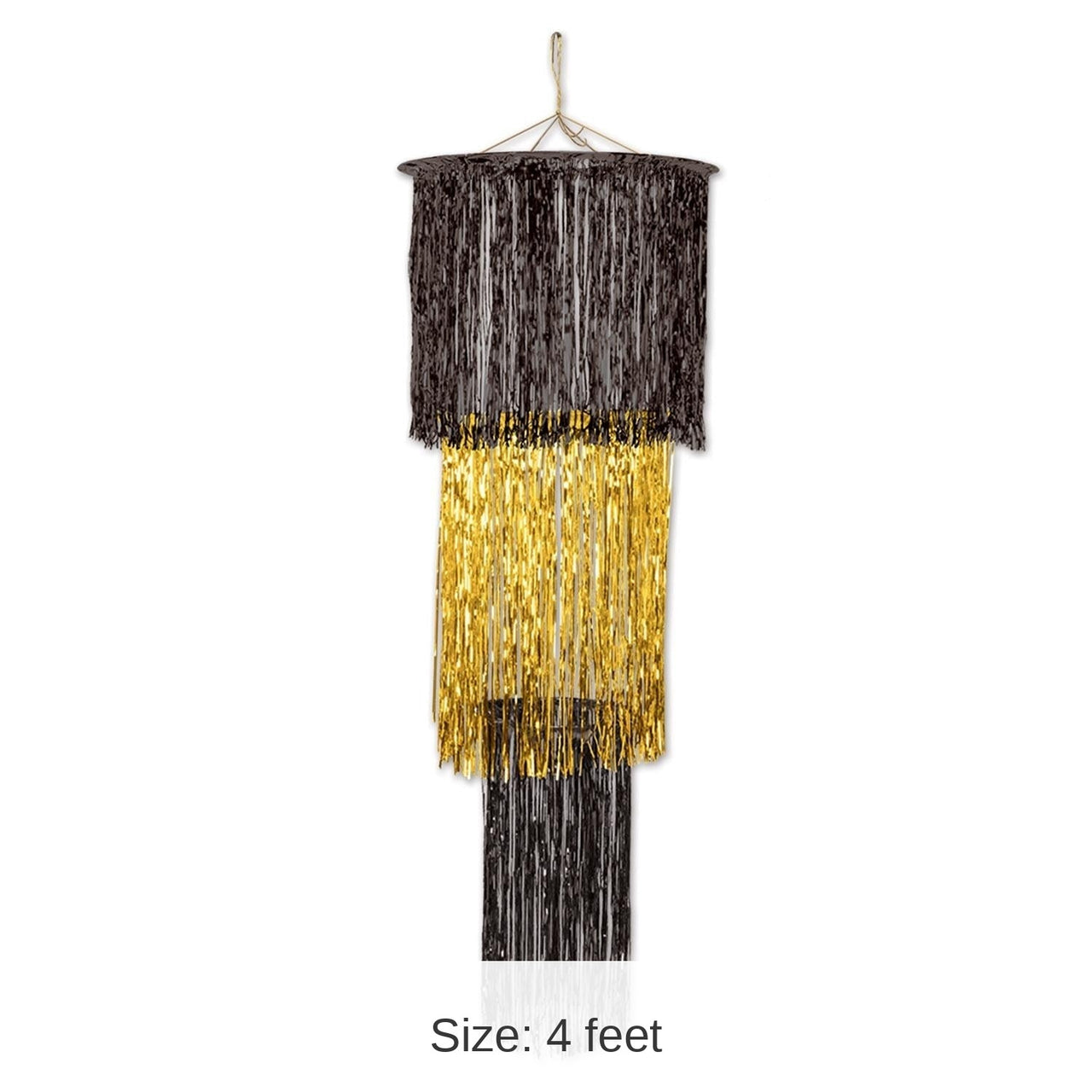 6 Pack Bulk 3-Tier (1-Ply) Shimmering Party Chandelier - black/gold
