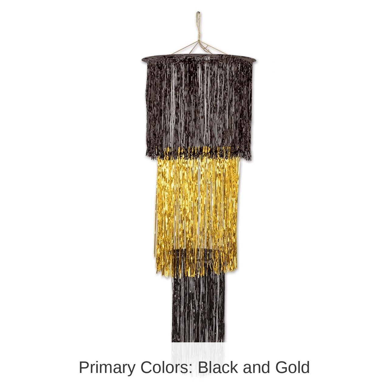 6 Pack Bulk 3-Tier (1-Ply) Shimmering Party Chandelier - black/gold