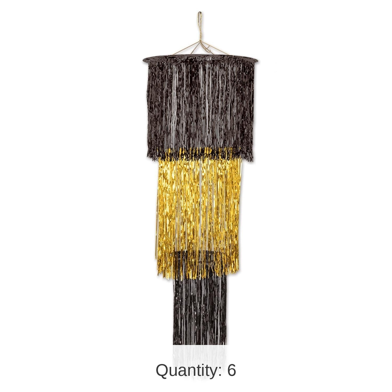 6 Pack Bulk 3-Tier (1-Ply) Shimmering Party Chandelier - black/gold