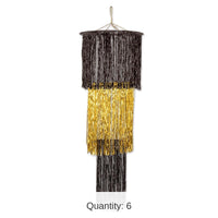 6 Pack Bulk 3-Tier (1-Ply) Shimmering Party Chandelier - black/gold