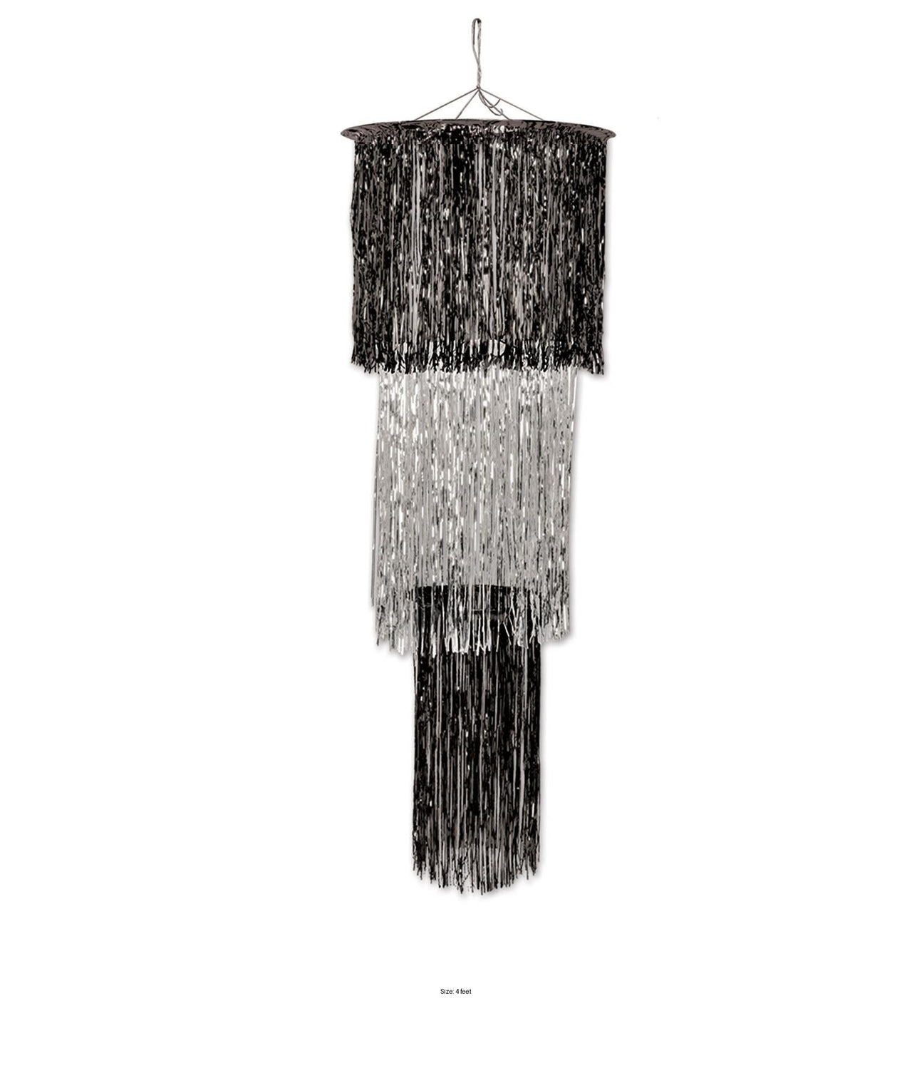 6 Pack Bulk 3-Tier (1-Ply) Shimmering Party Chandelier - black/silver