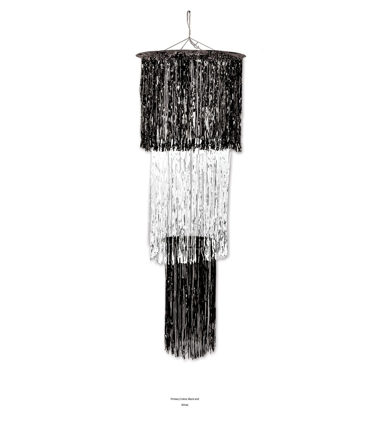 6 Pack Bulk New Year's Eve 3-Tier (1-Ply) Shimmering Chandelier - black/white
