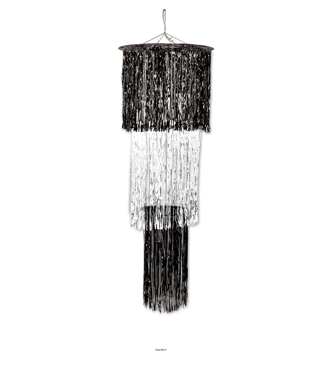 6 Pack Bulk New Year's Eve 3-Tier (1-Ply) Shimmering Chandelier - black/white