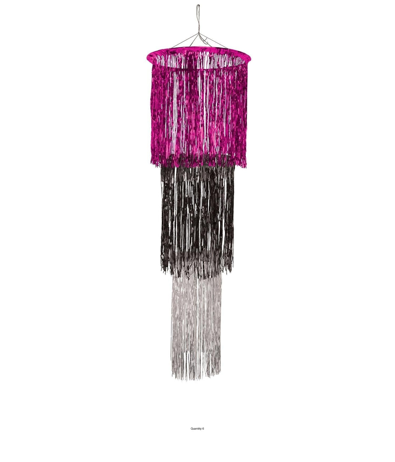 6 Pack Bulk 3-Tier (1-Ply) Shimmering Chandelier - cerise - black - silver