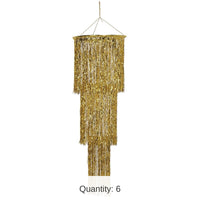 6 Pack Bulk 3-Tier (1-Ply) Shimmering Party Chandelier - gold