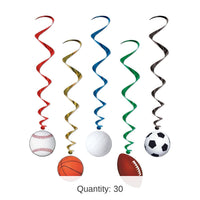 30 Piece Bulk Sports Party Whirls