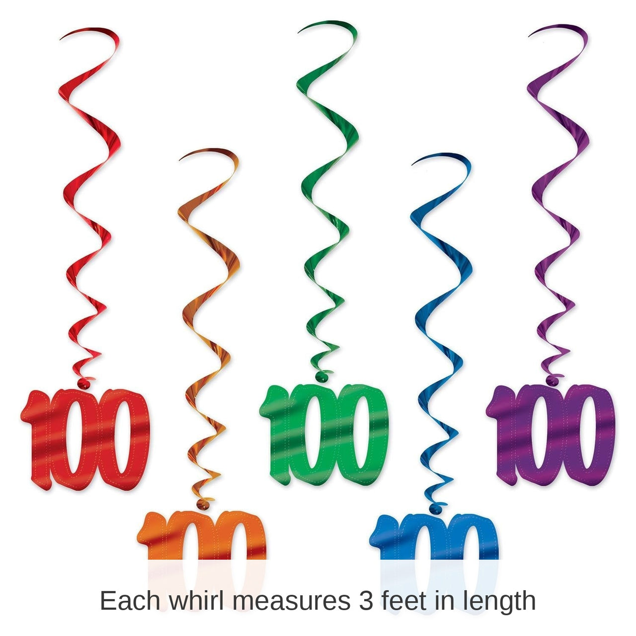 30 Piece Bulk 100th Birthday Party Whirls - Asst colors