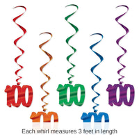 30 Piece Bulk 100th Birthday Party Whirls - Asst colors