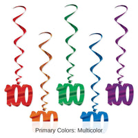 30 Piece Bulk 100th Birthday Party Whirls - Asst colors