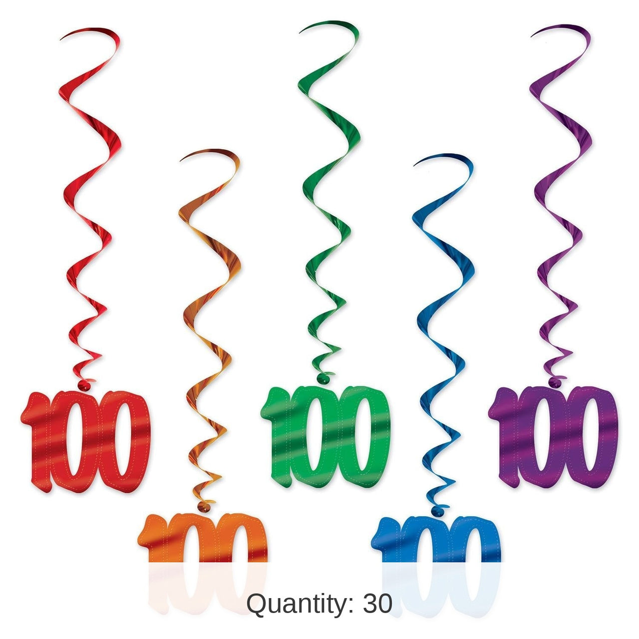 30 Piece Bulk 100th Birthday Party Whirls - Asst colors