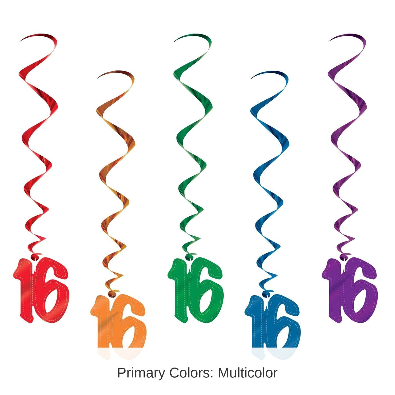 30 Piece Bulk 16th Birthday Party Whirls Asst Colors