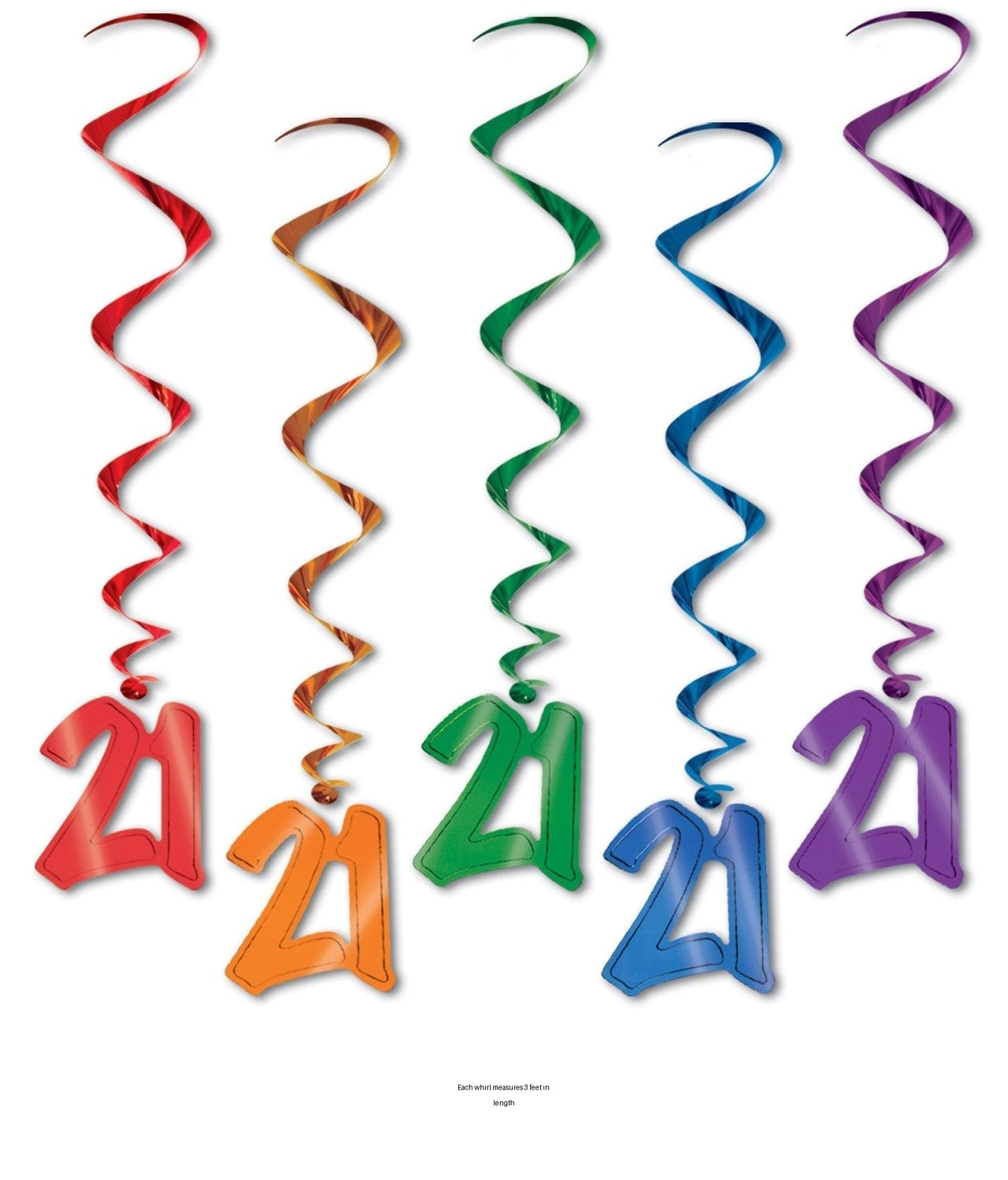 30 Piece Bulk 21st Birthday Party Whirls Asst Colors - Asst colors