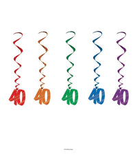 30 Piece Bulk 40th Birthday Party Whirls- Multicolor