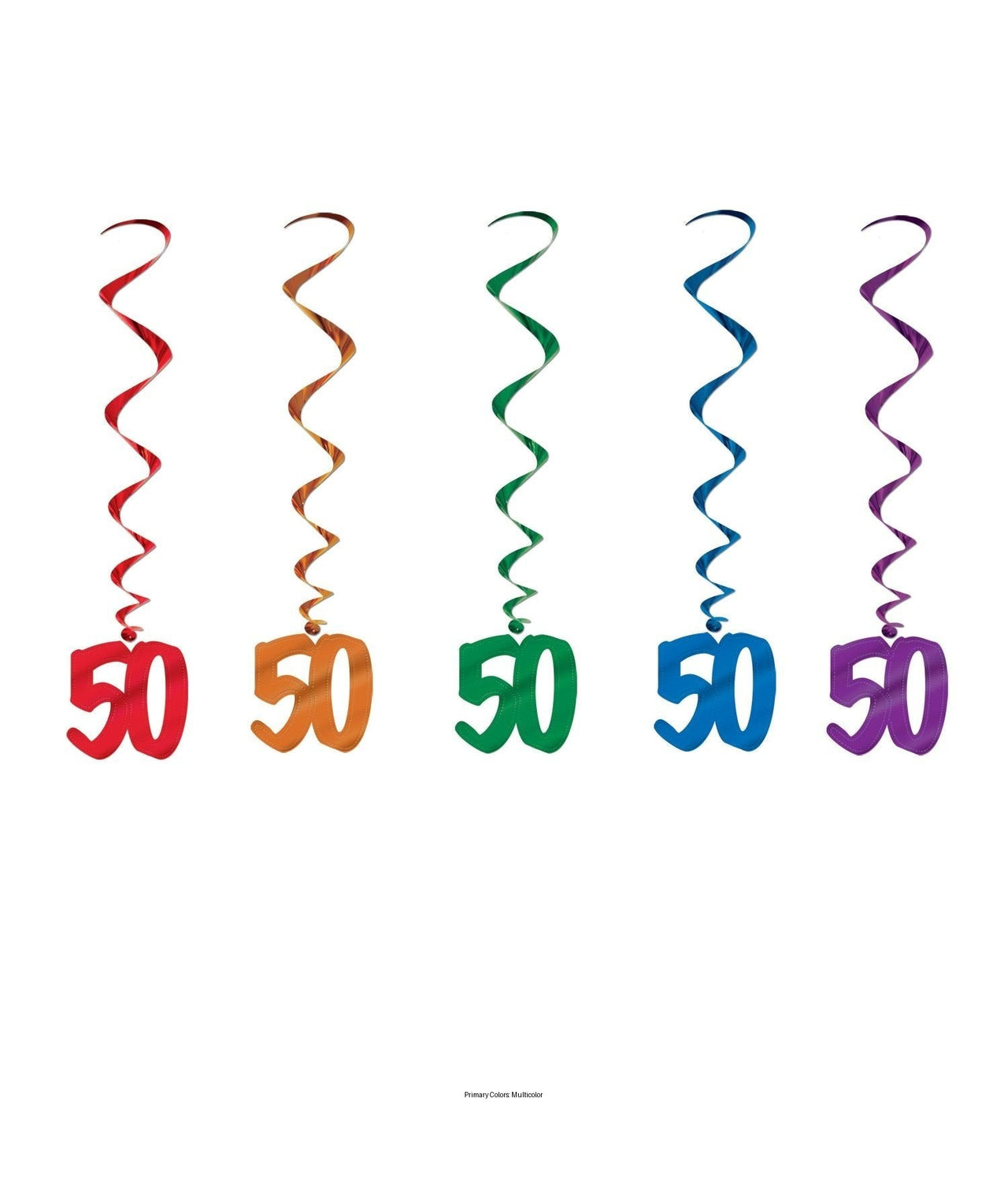 30 Piece Bulk 50th Birthday Party Whirls - Solid Multicolor