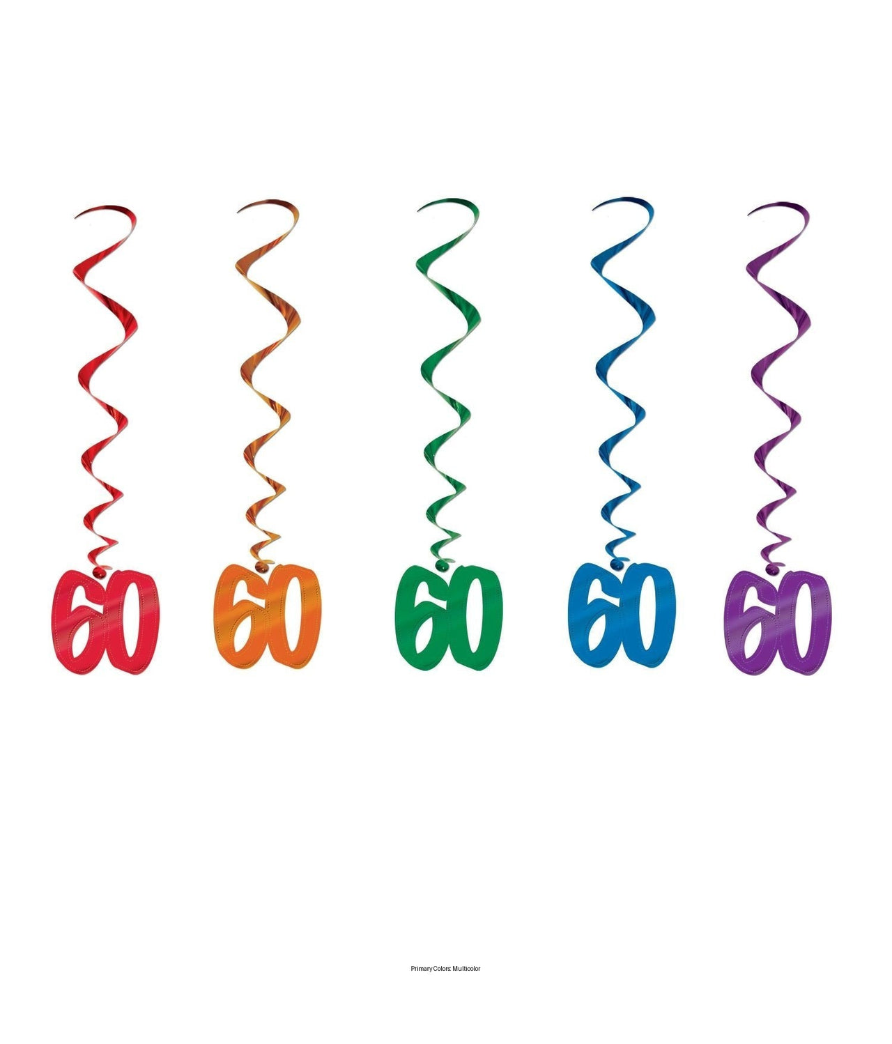 30 Piece Bulk 60th Birthday Party Whirls- Multicolor