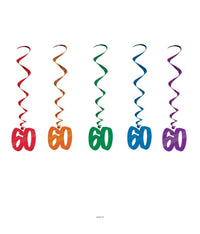 30 Piece Bulk 60th Birthday Party Whirls- Multicolor