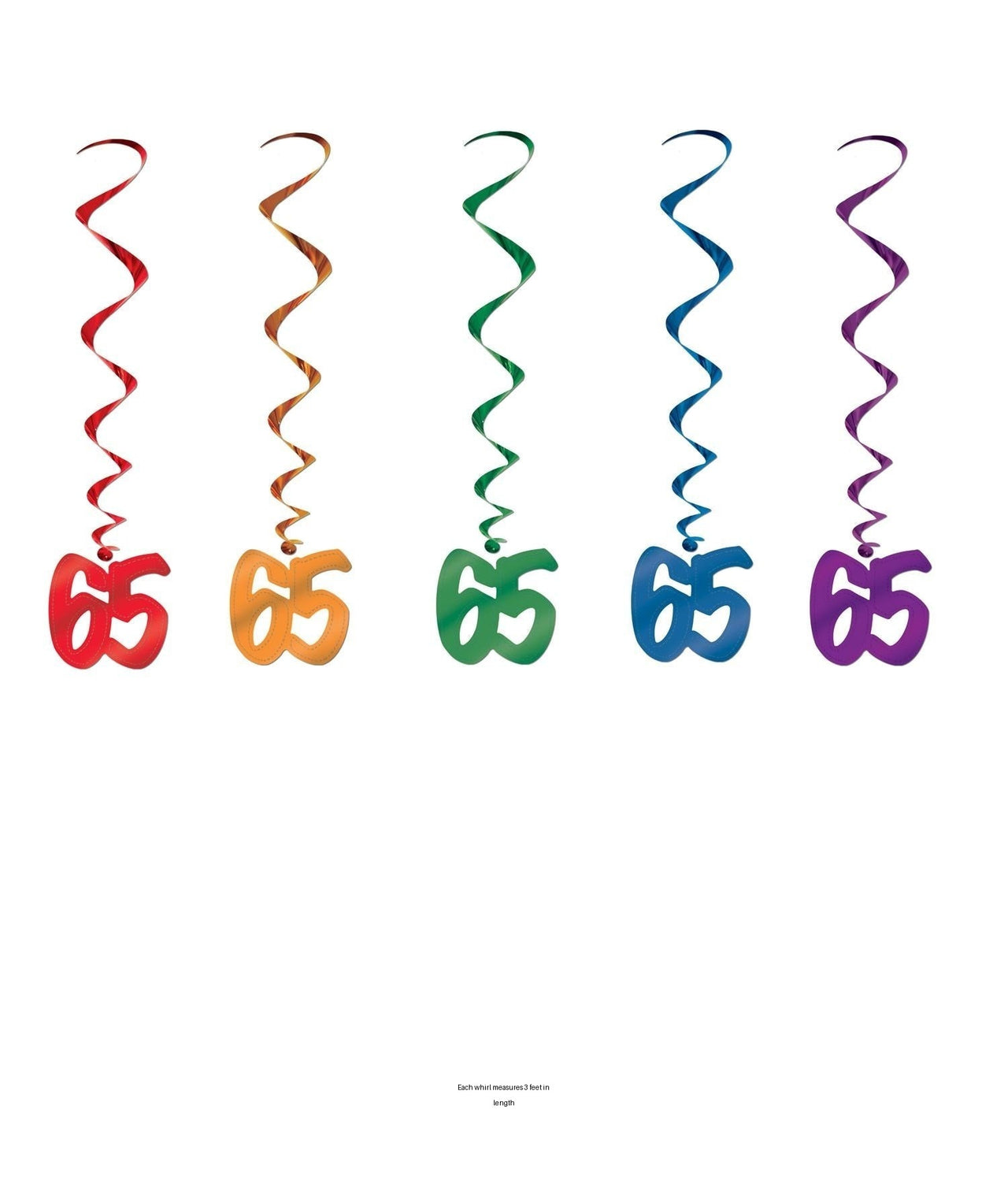 30 Piece Bulk 65th Birthday Party Whirls