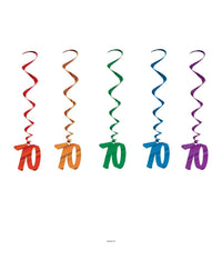 30 Piece Bulk 70th Birthday Party Whirls - Solid Multicolor