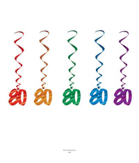 30 Piece Bulk 80th Birthday Party Whirls - Asst colors