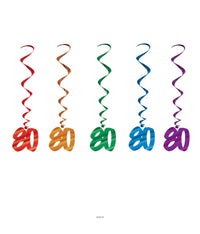 30 Piece Bulk 80th Birthday Party Whirls - Asst colors
